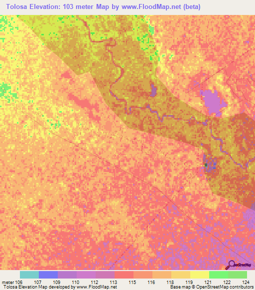 Tolosa,Argentina Elevation Map