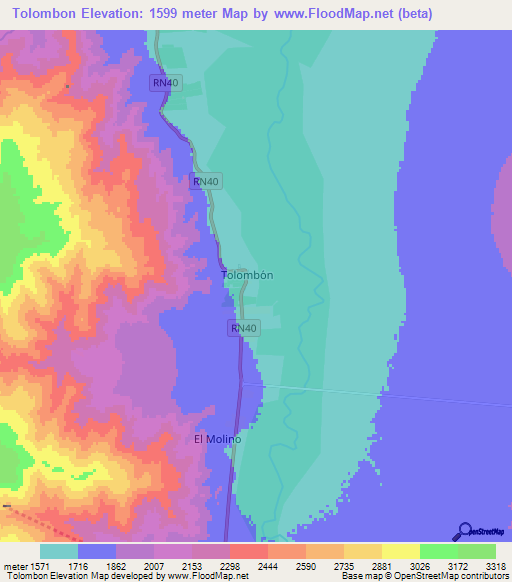 Tolombon,Argentina Elevation Map