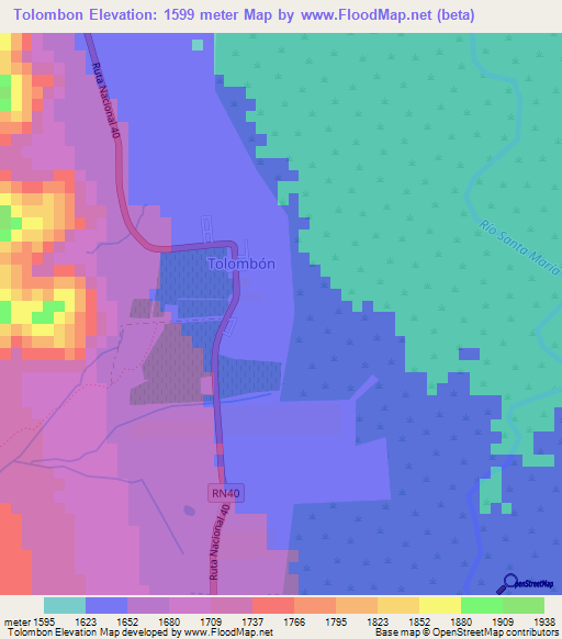 Tolombon,Argentina Elevation Map