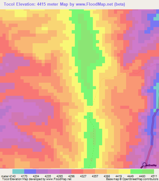 Tocol,Argentina Elevation Map