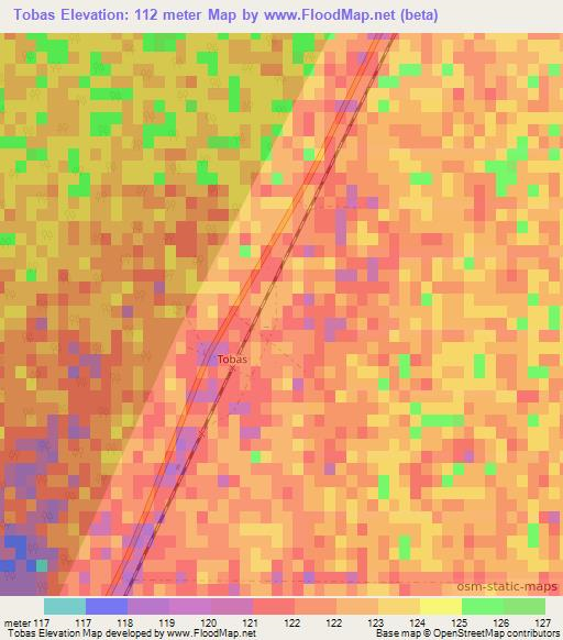 Tobas,Argentina Elevation Map