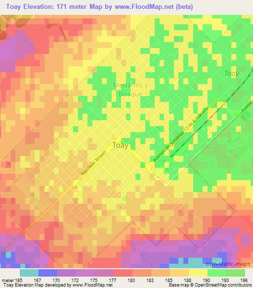 Toay,Argentina Elevation Map
