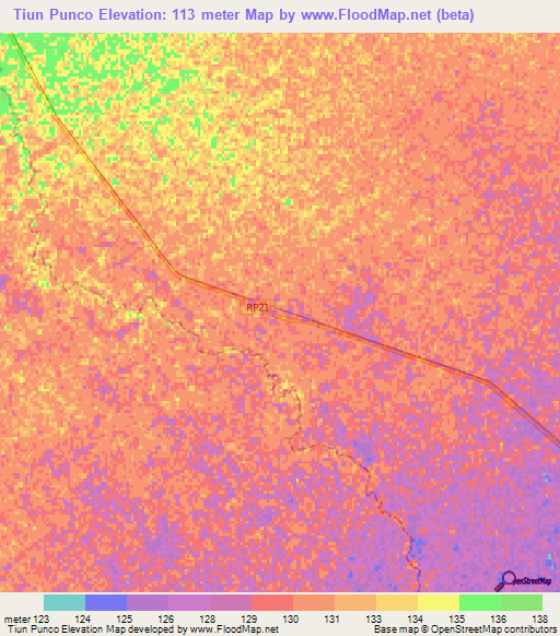 Tiun Punco,Argentina Elevation Map