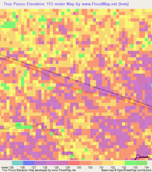 Tiun Punco,Argentina Elevation Map