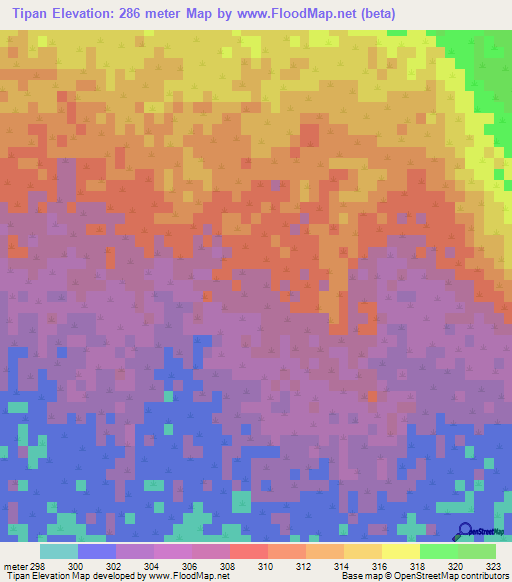 Tipan,Argentina Elevation Map