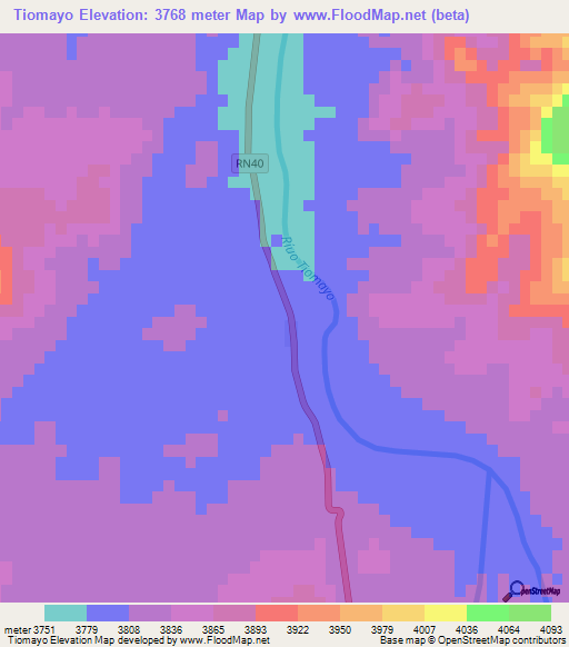 Tiomayo,Argentina Elevation Map