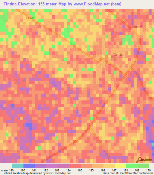 Tintina,Argentina Elevation Map