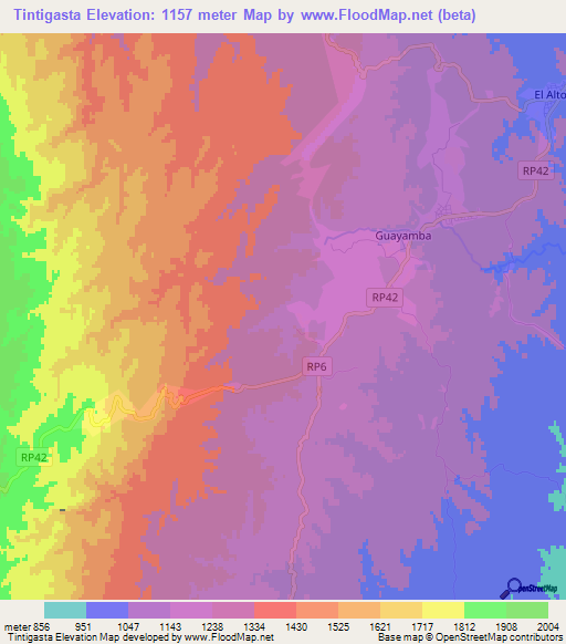 Tintigasta,Argentina Elevation Map