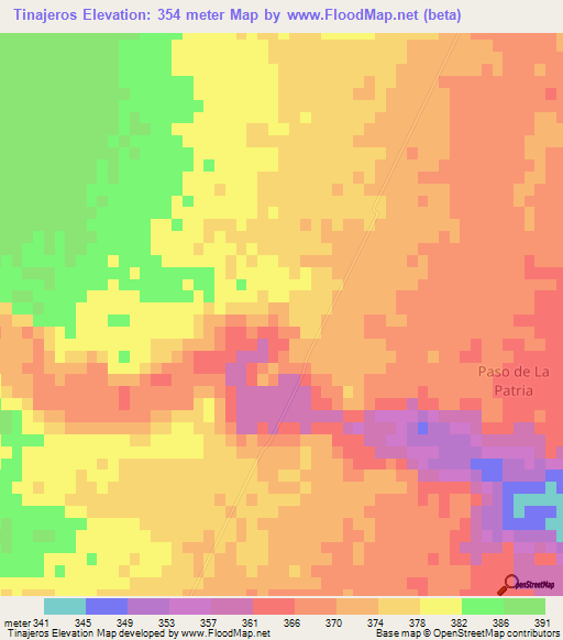 Tinajeros,Argentina Elevation Map