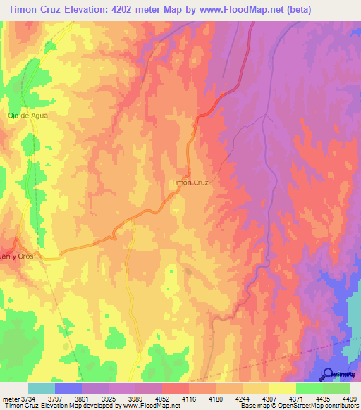 Timon Cruz,Argentina Elevation Map
