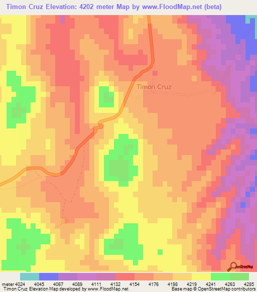 Timon Cruz,Argentina Elevation Map