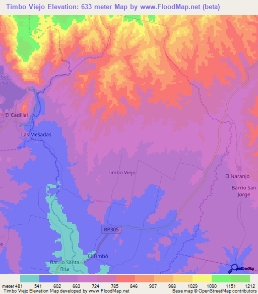 Timbo Viejo,Argentina Elevation Map