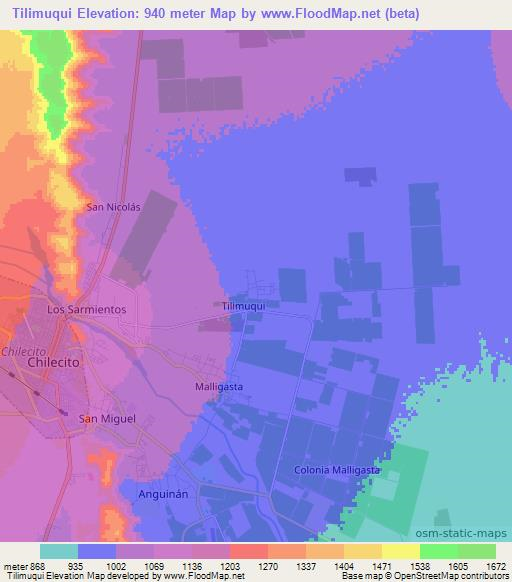 Tilimuqui,Argentina Elevation Map