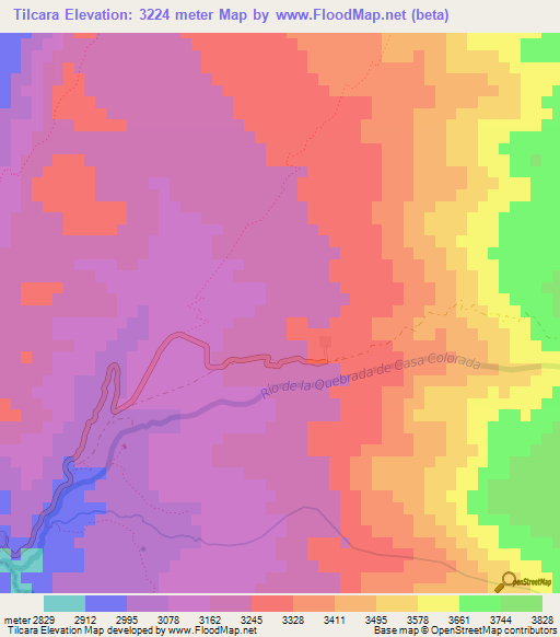 Tilcara,Argentina Elevation Map