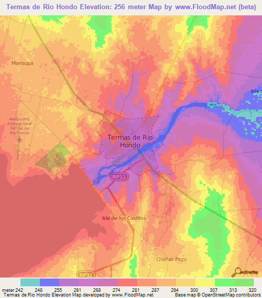 Termas de Rio Hondo,Argentina Elevation Map