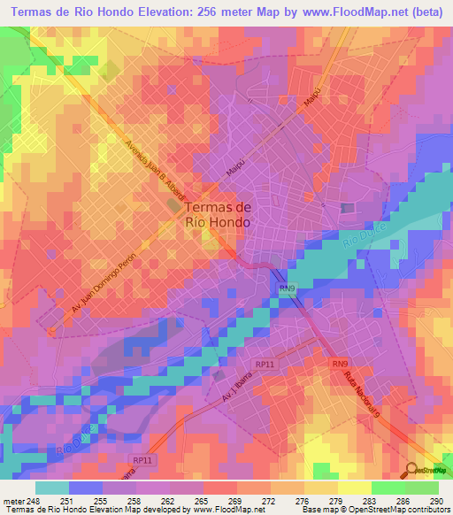 Termas de Rio Hondo,Argentina Elevation Map