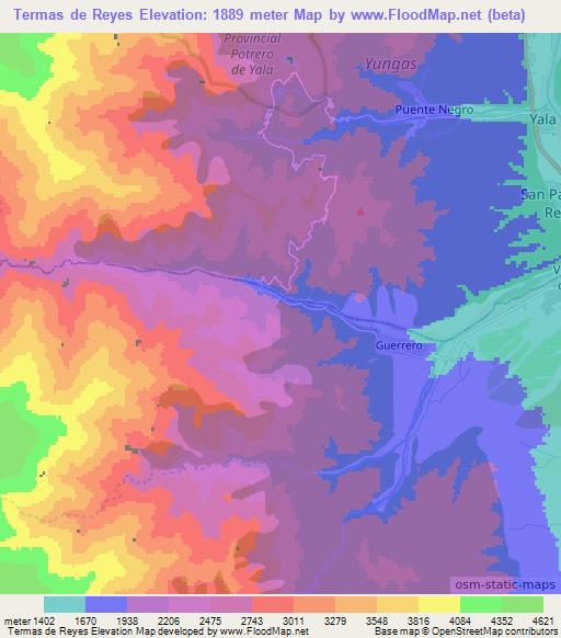 Termas de Reyes,Argentina Elevation Map