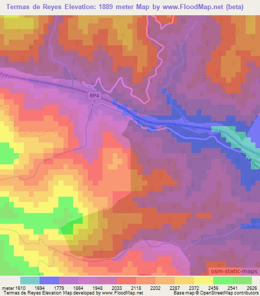 Termas de Reyes,Argentina Elevation Map