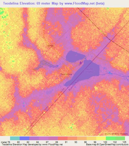 Teodelina,Argentina Elevation Map