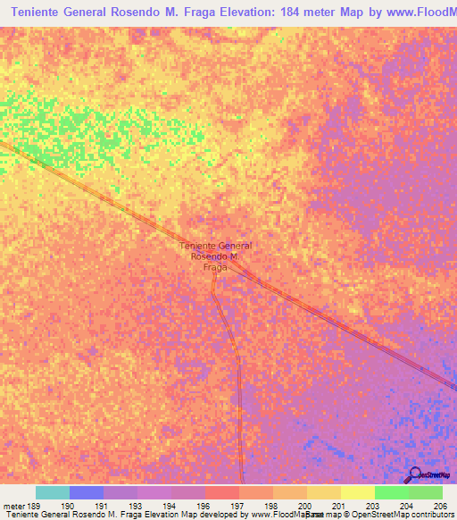 Teniente General Rosendo M. Fraga,Argentina Elevation Map