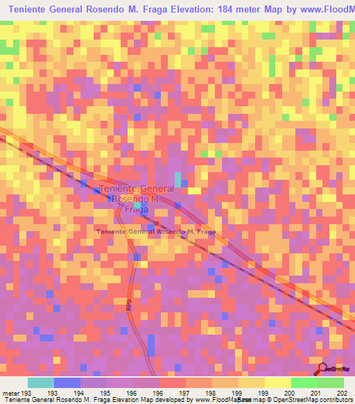 Teniente General Rosendo M. Fraga,Argentina Elevation Map