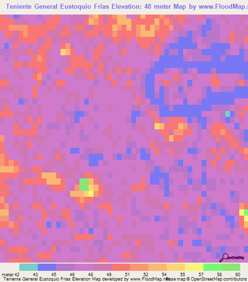 Teniente General Eustoquio Frias,Argentina Elevation Map