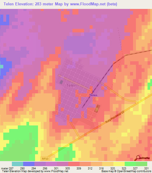 Telen,Argentina Elevation Map