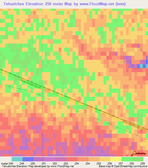 Tehuelches,Argentina Elevation Map