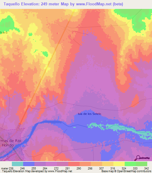 Taquello,Argentina Elevation Map