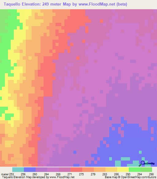 Taquello,Argentina Elevation Map
