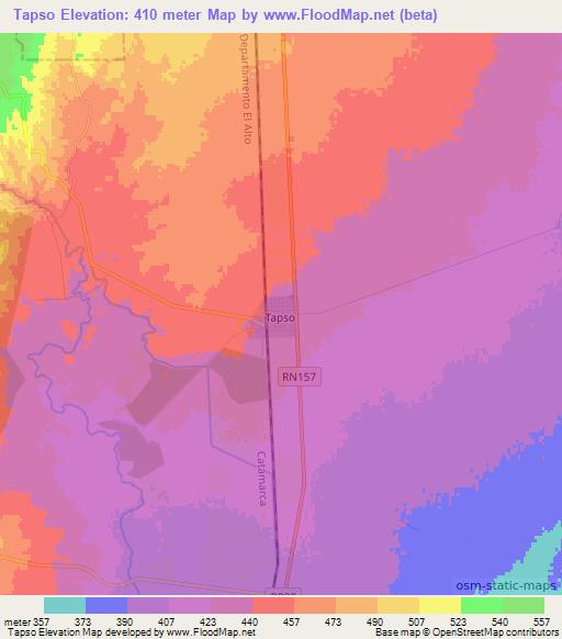 Tapso,Argentina Elevation Map