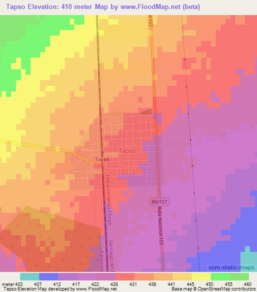 Tapso,Argentina Elevation Map