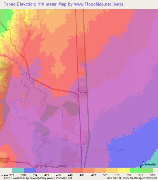 Tapso,Argentina Elevation Map