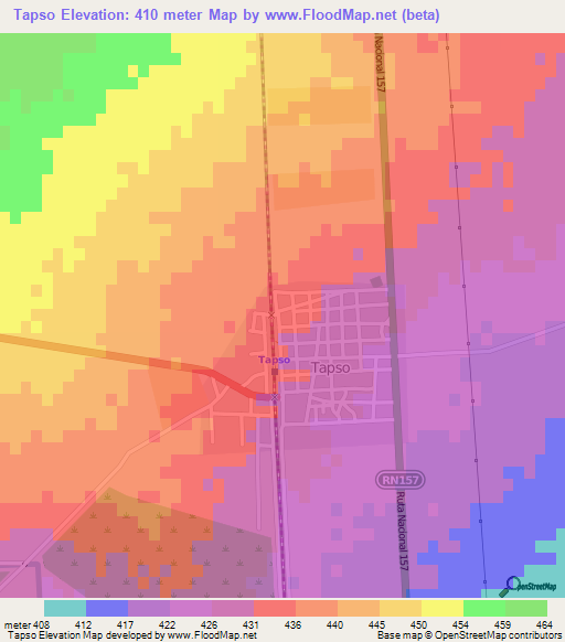 Tapso,Argentina Elevation Map