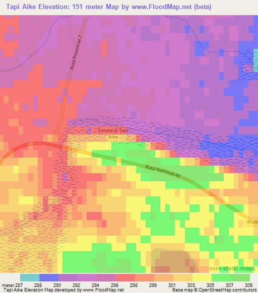 Tapi Aike,Argentina Elevation Map