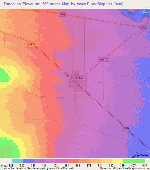 Tancacha,Argentina Elevation Map