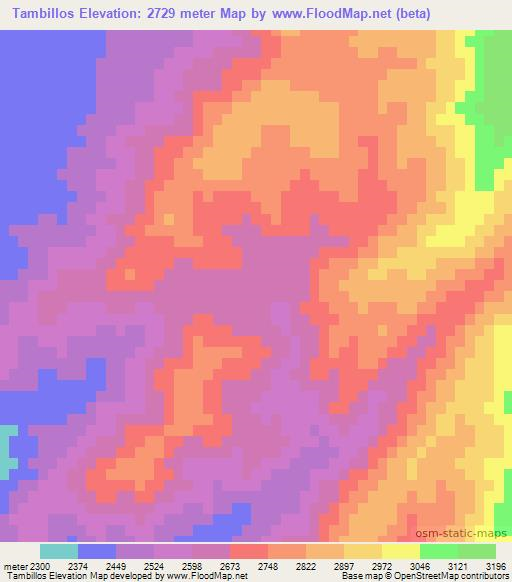 Tambillos,Argentina Elevation Map