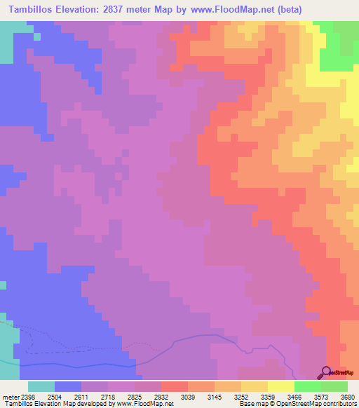 Tambillos,Argentina Elevation Map
