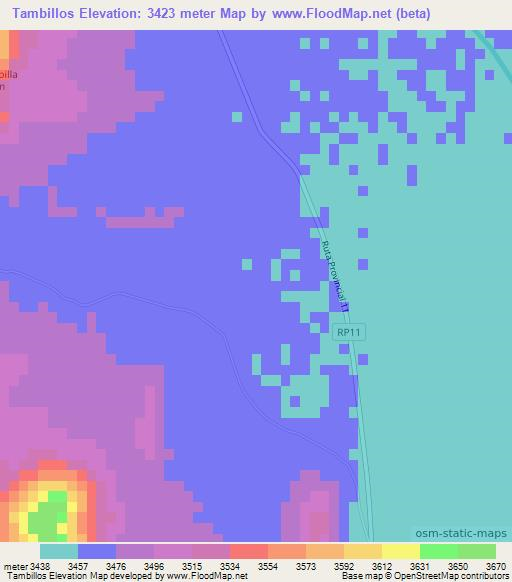 Tambillos,Argentina Elevation Map