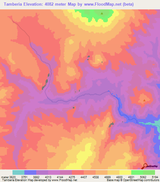 Tamberia,Argentina Elevation Map