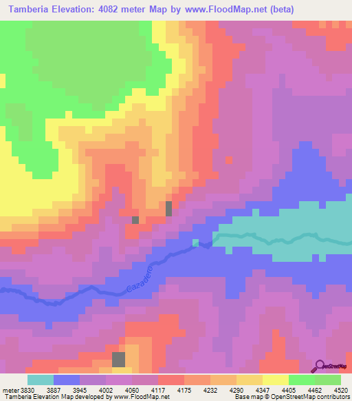 Tamberia,Argentina Elevation Map