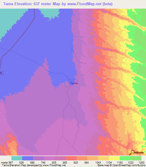 Tama,Argentina Elevation Map