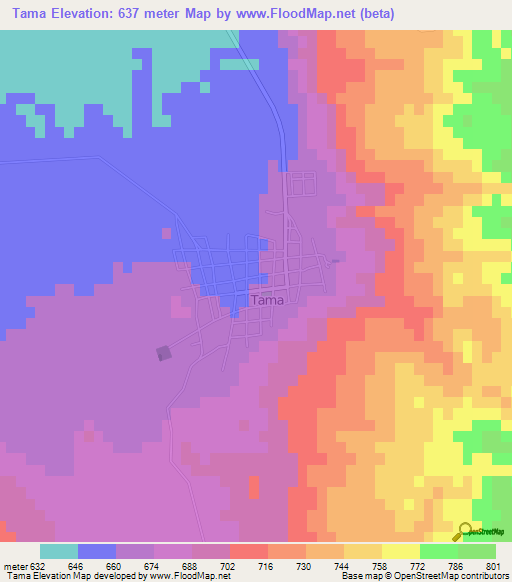 Tama,Argentina Elevation Map