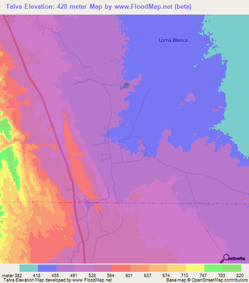Talva,Argentina Elevation Map