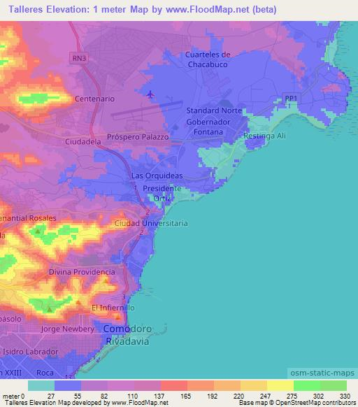 Talleres,Argentina Elevation Map