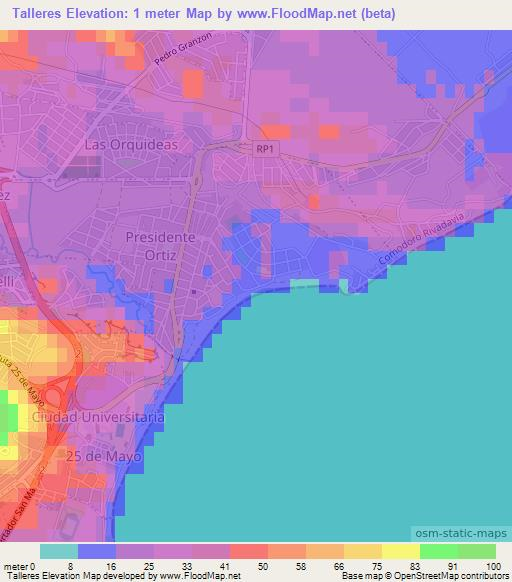 Talleres,Argentina Elevation Map