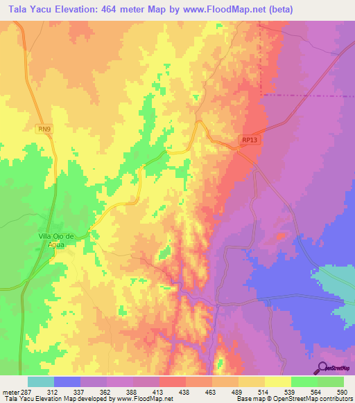 Tala Yacu,Argentina Elevation Map