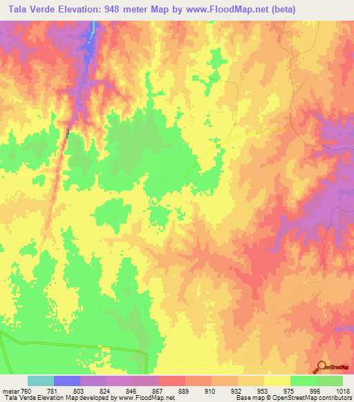 Tala Verde,Argentina Elevation Map