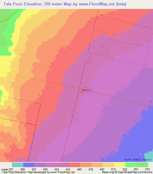 Tala Pozo,Argentina Elevation Map