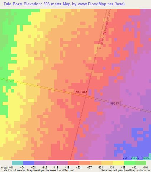 Tala Pozo,Argentina Elevation Map